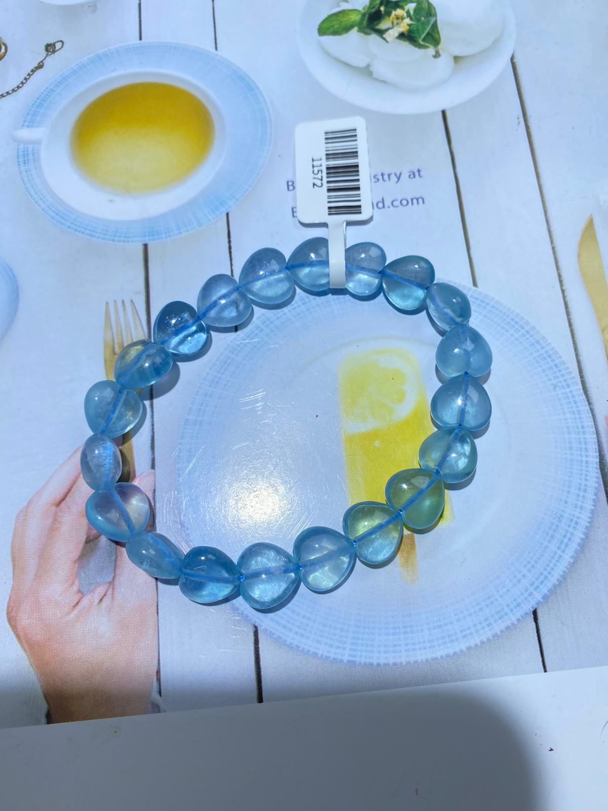 海藍寶心心手串