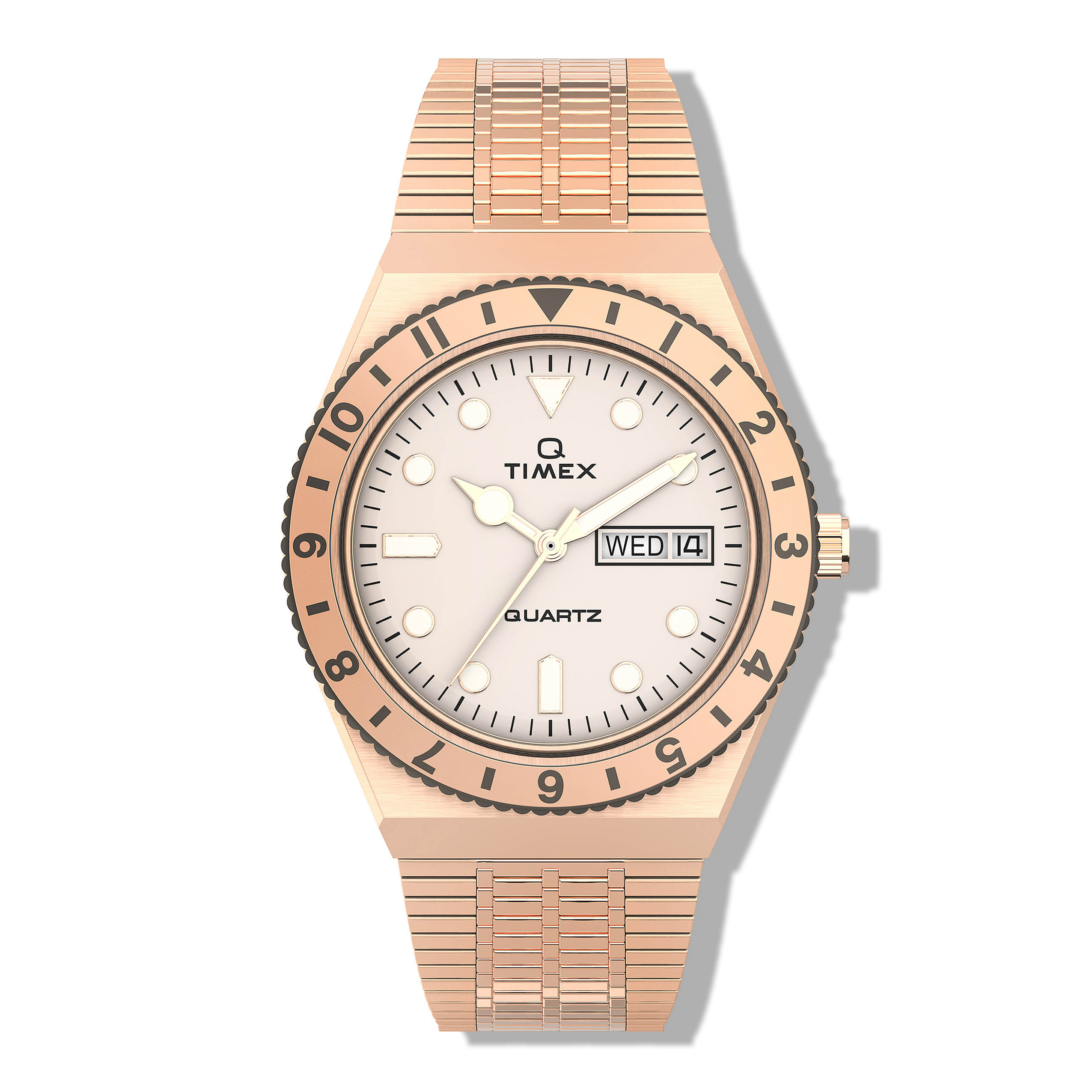 Q Timex 36mm 復刻版女裝玫瑰金石英錶TW2U95700 | 鐘古時代