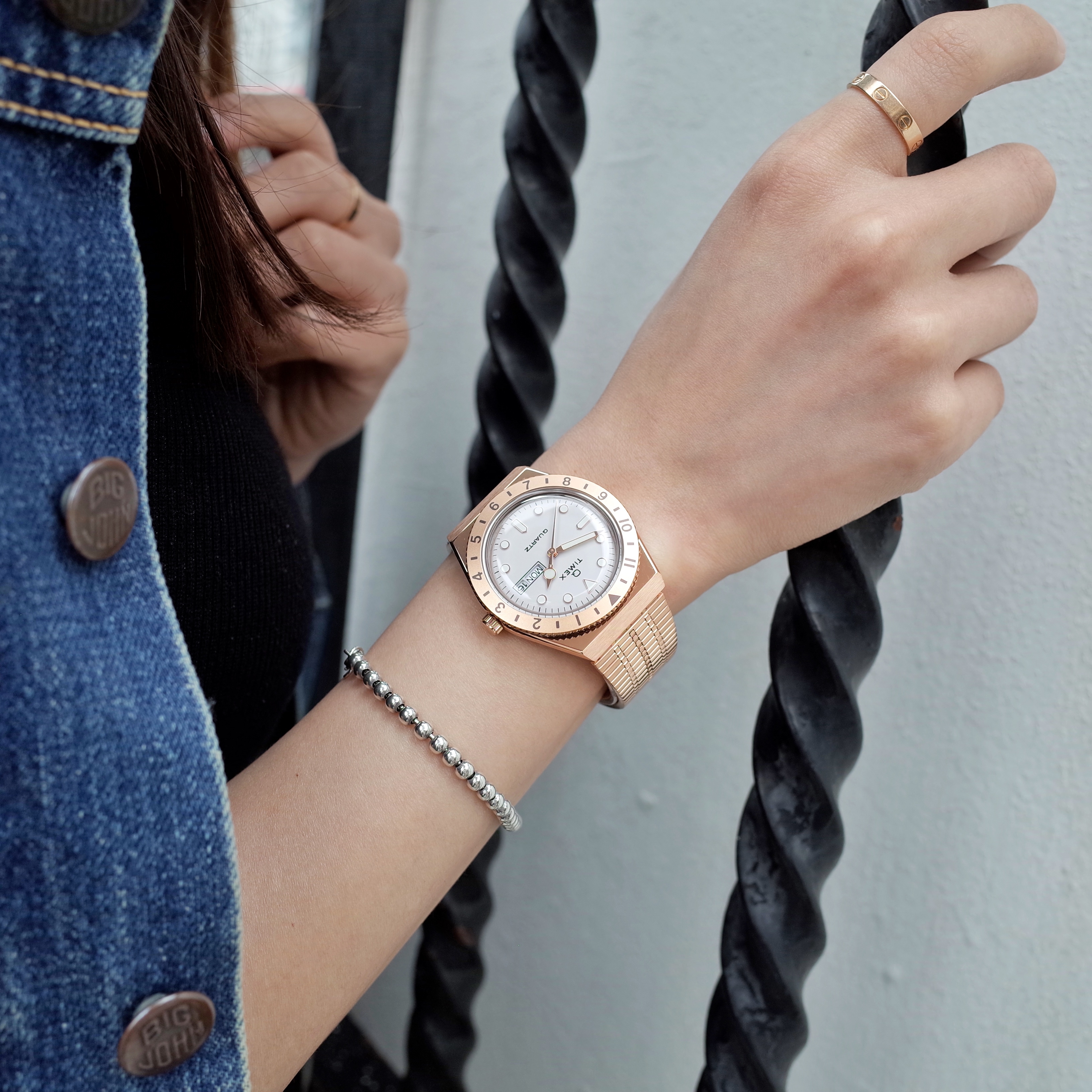 Q Timex 36mm 復刻版 女裝 玫瑰金 石英錶 TW2U95700