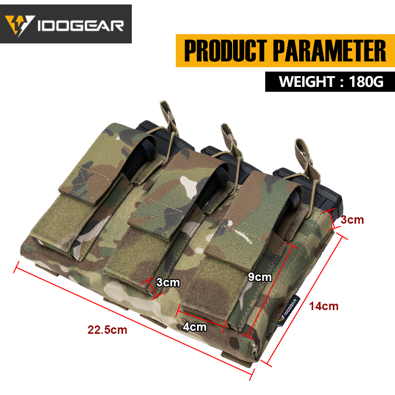 IDOGEAR Tactical Magazine Pouch Mag Carrier Triple Open Top 5.56/&Pistol MOLLE