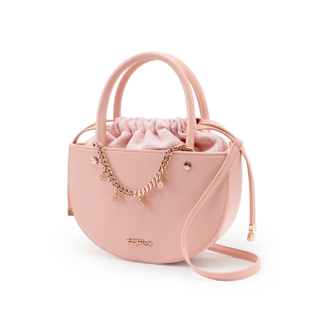 Rosy Romance Flower Half-Moon Shoulder Bag