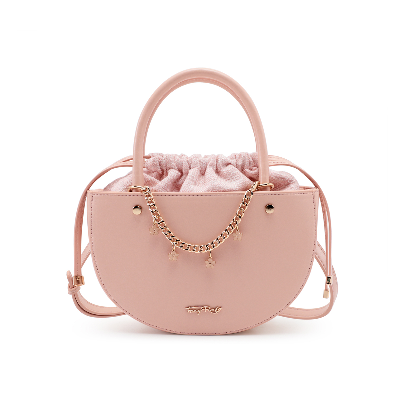 Rosy Romance Flower Half-Moon Shoulder Bag