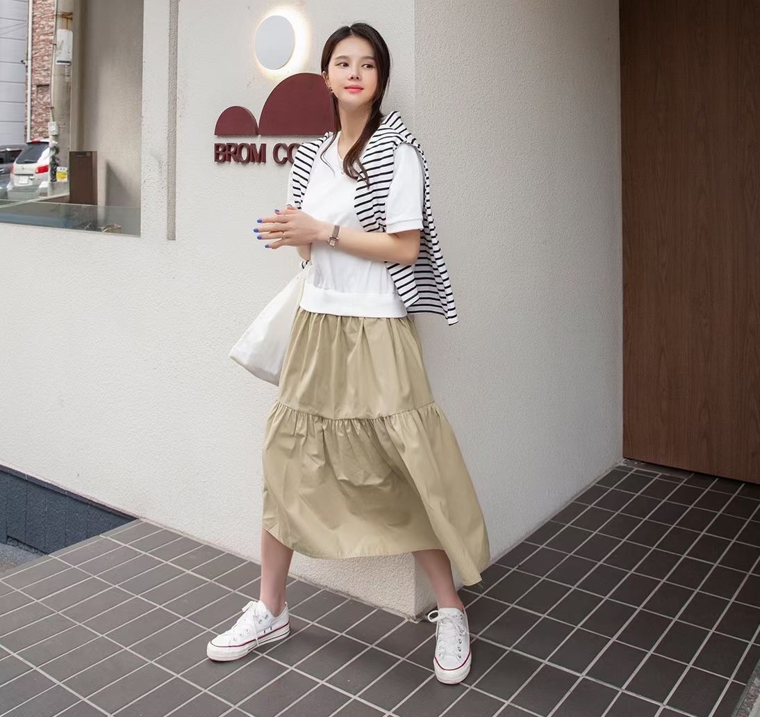 悠閑款假兩件連身裙(66155)