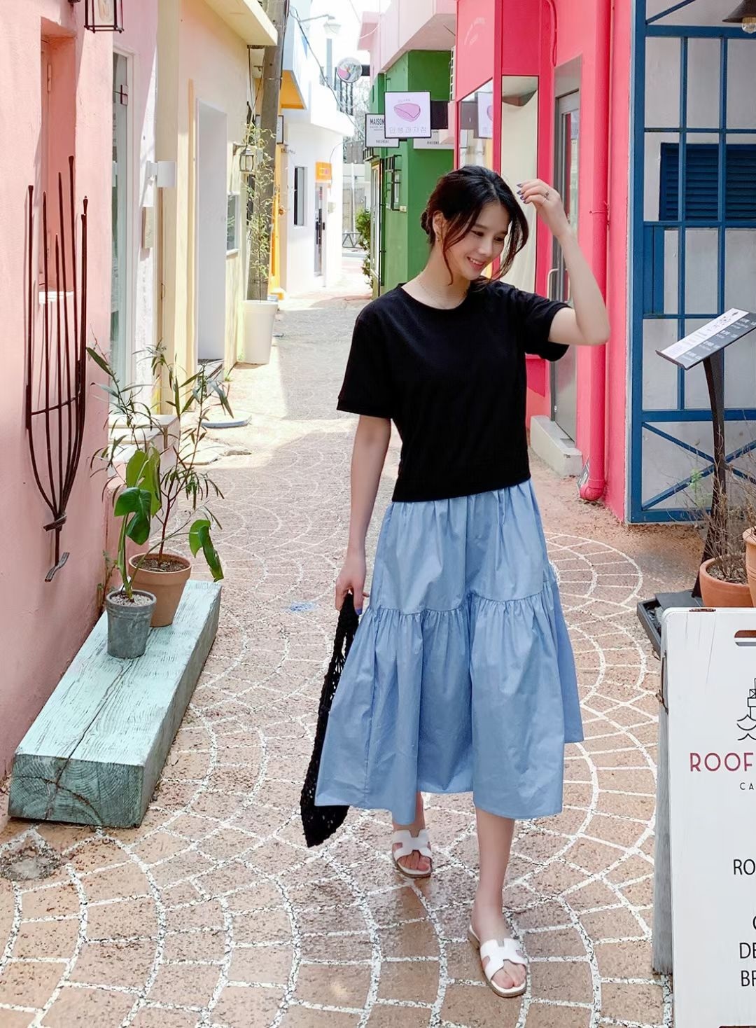 悠閑款假兩件連身裙(66155)