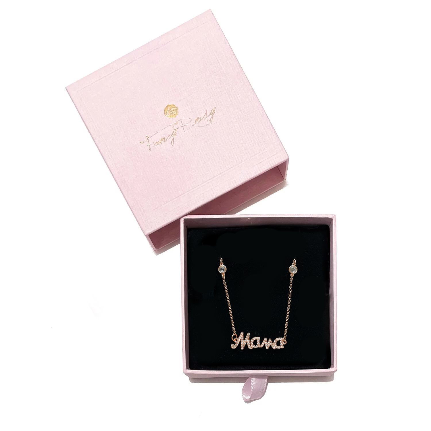 Crystal "MAMA" Necklace (Rose Gold)