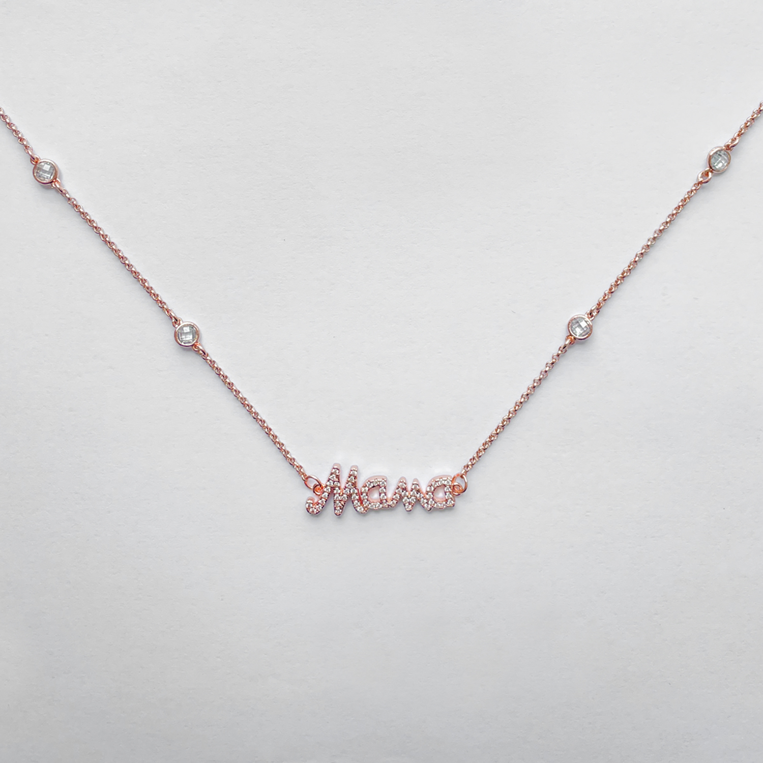 Crystal "MAMA" Necklace (Rose Gold)