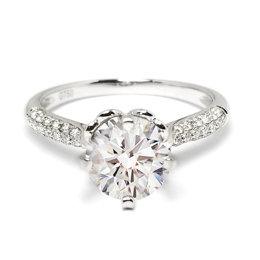 18K白金天然鑽石戒指托 (RS22RY19929A)