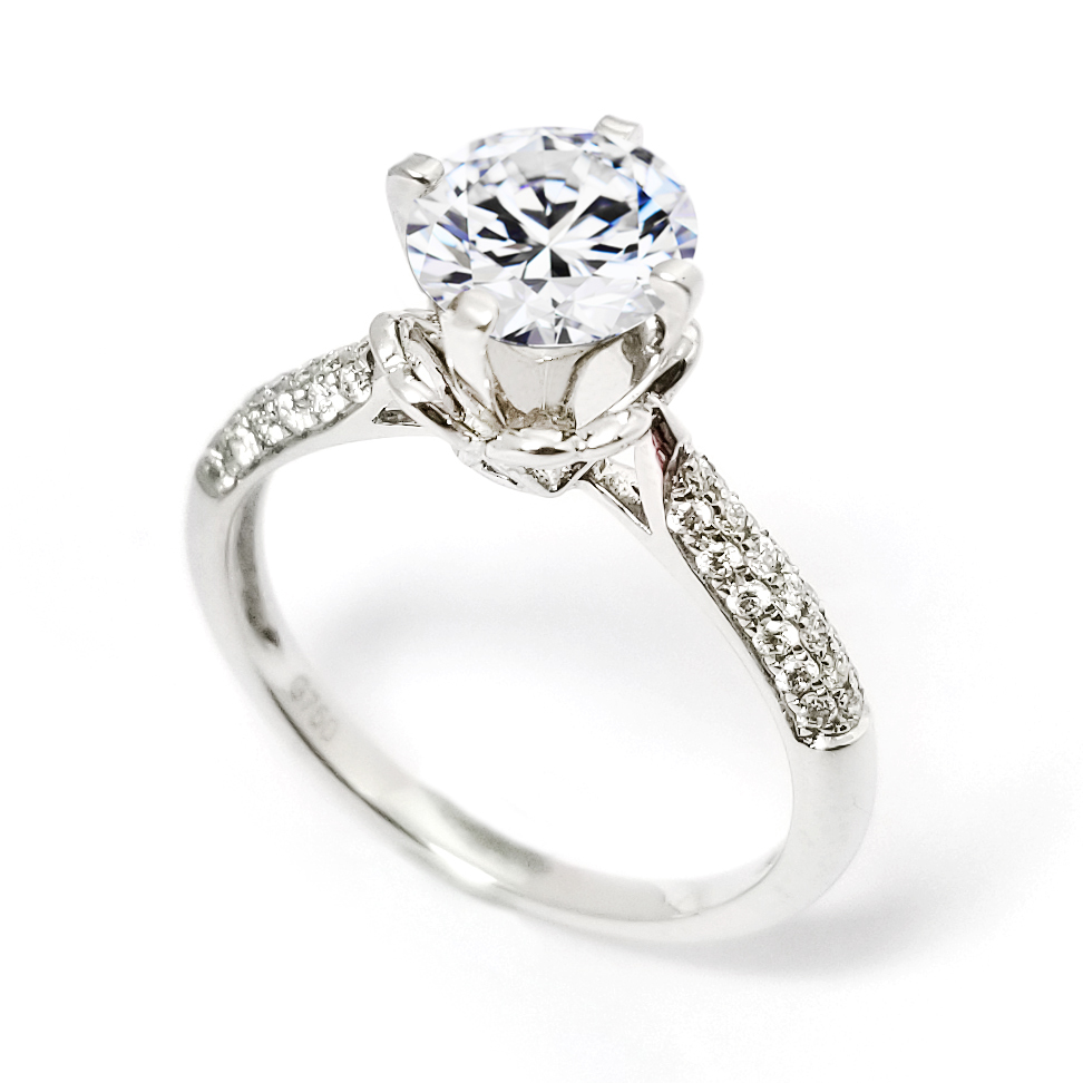 18K白金天然鑽石戒指托 (RS22RY19929A)