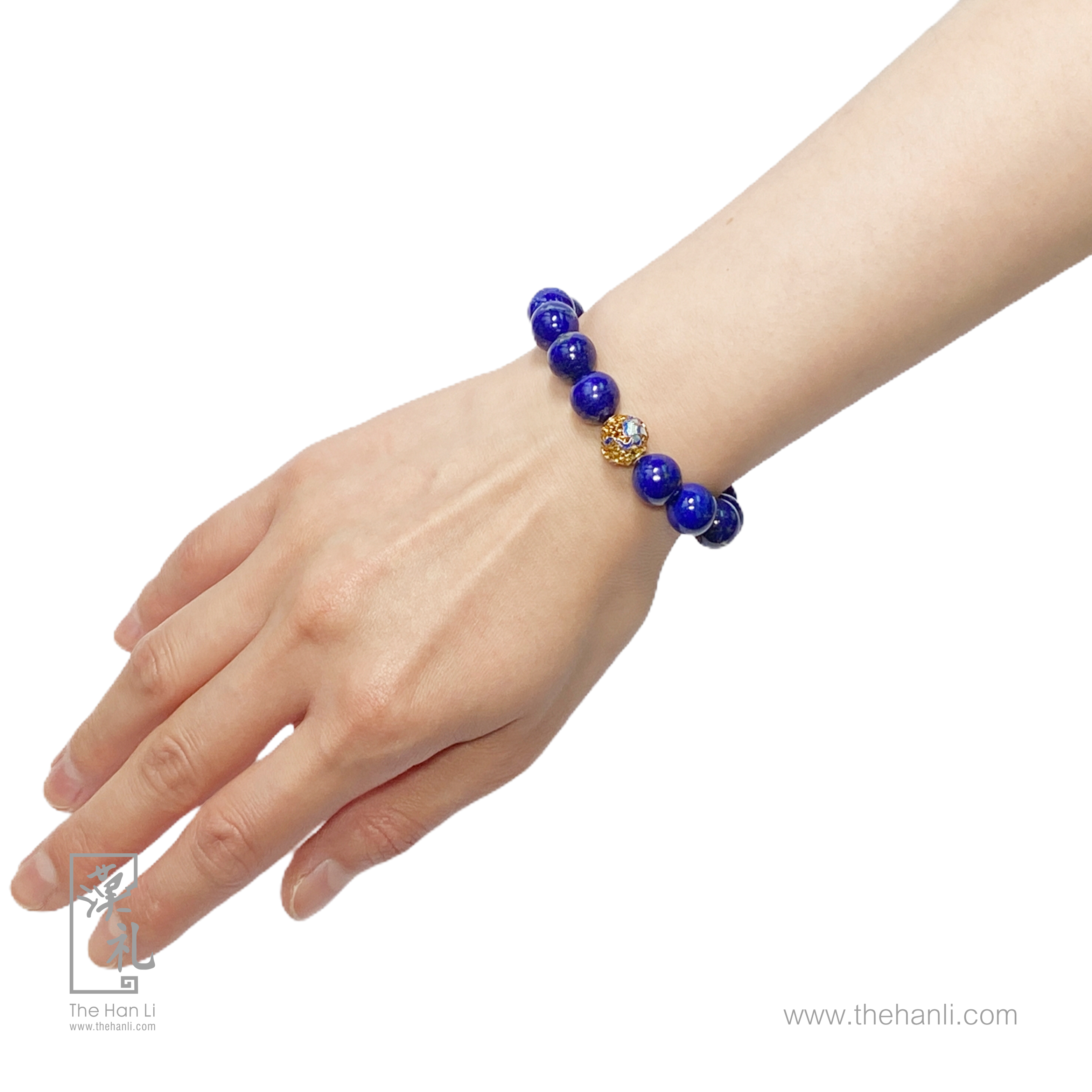 10mm A+ 青金石手串 (配：燒青銀珠)