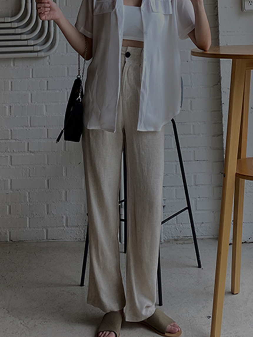 棉麻大高腰直筒寬褲*3色