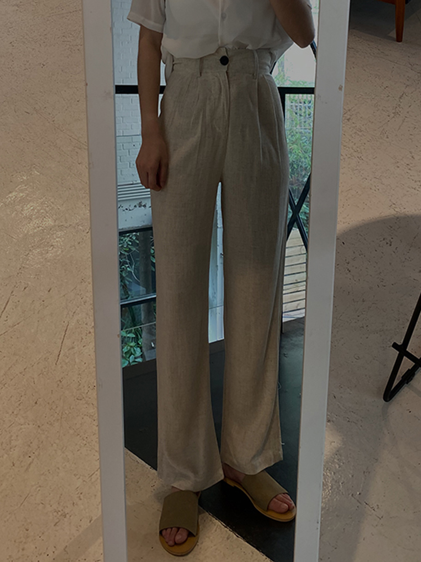 棉麻大高腰直筒寬褲*3色