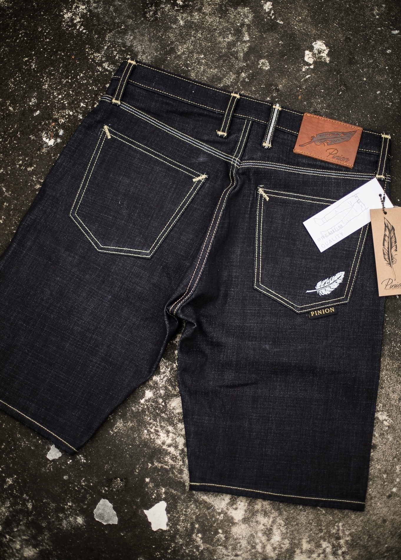 Pinions denim ขาสั้น 16oz Japan SELVEDGE ริมแดง P