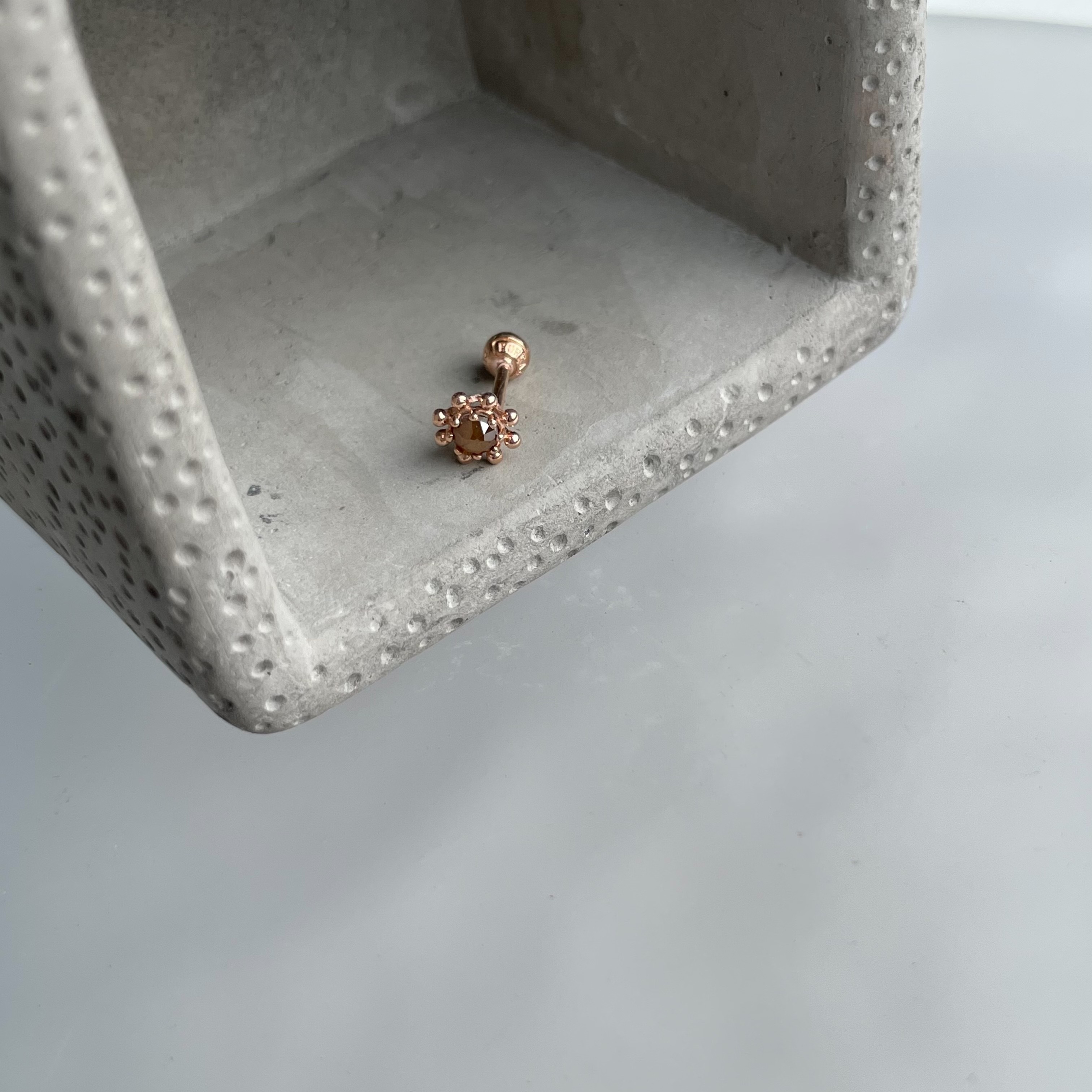 14k棕鑽原礦小太陽轉珠耳環