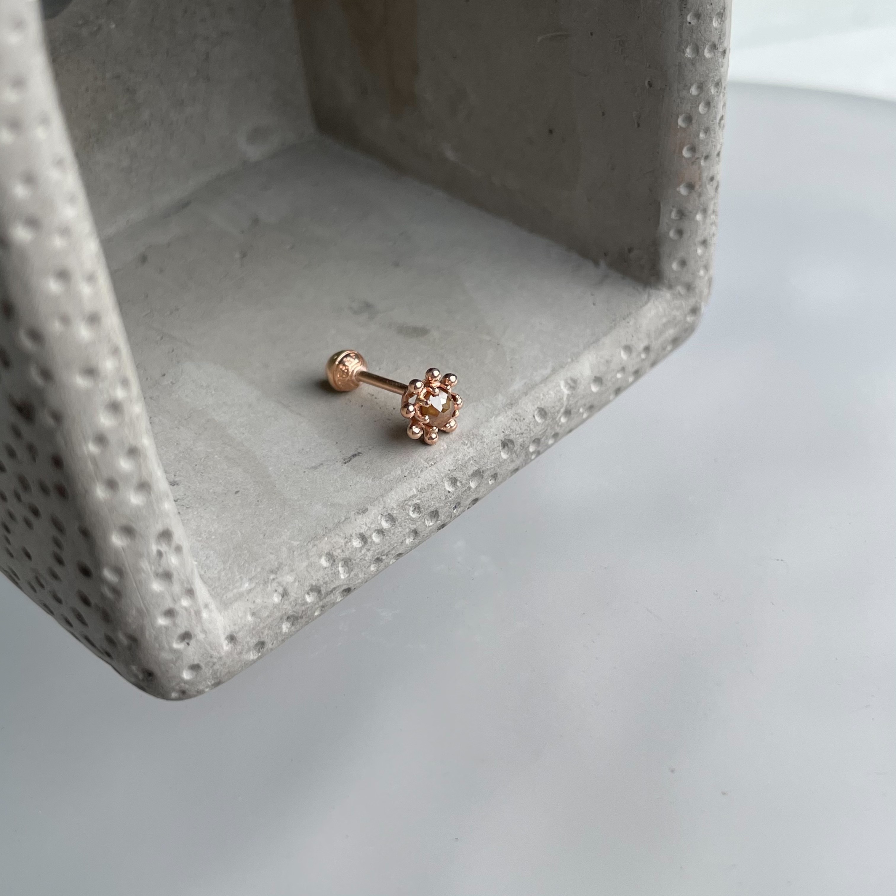 14k棕鑽原礦小太陽轉珠耳環