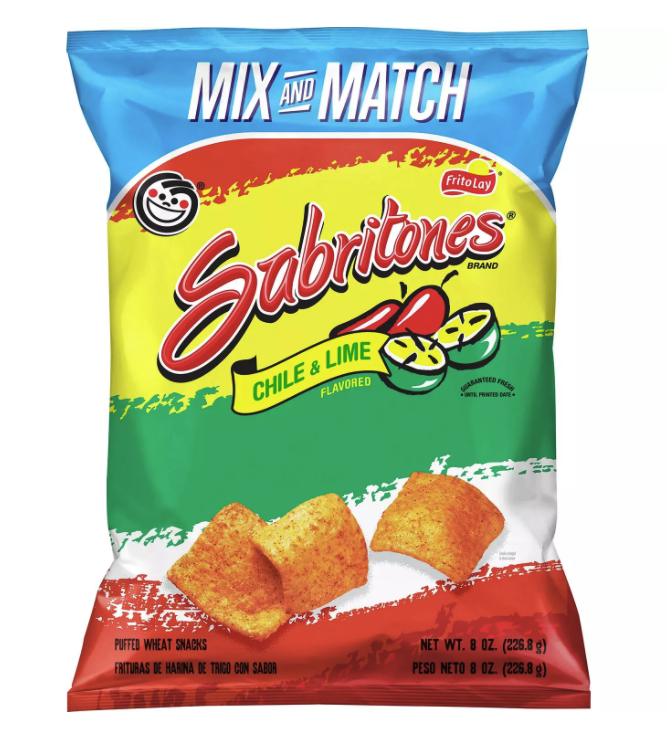 Sabritones Chile & Lime Flavored Puffed Wheat Snacks (8