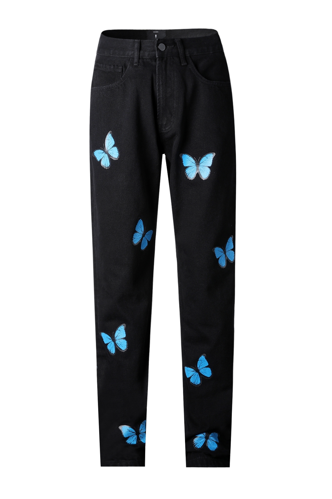 Suninbox 蝴蝶圖像直筒水洗牛仔褲