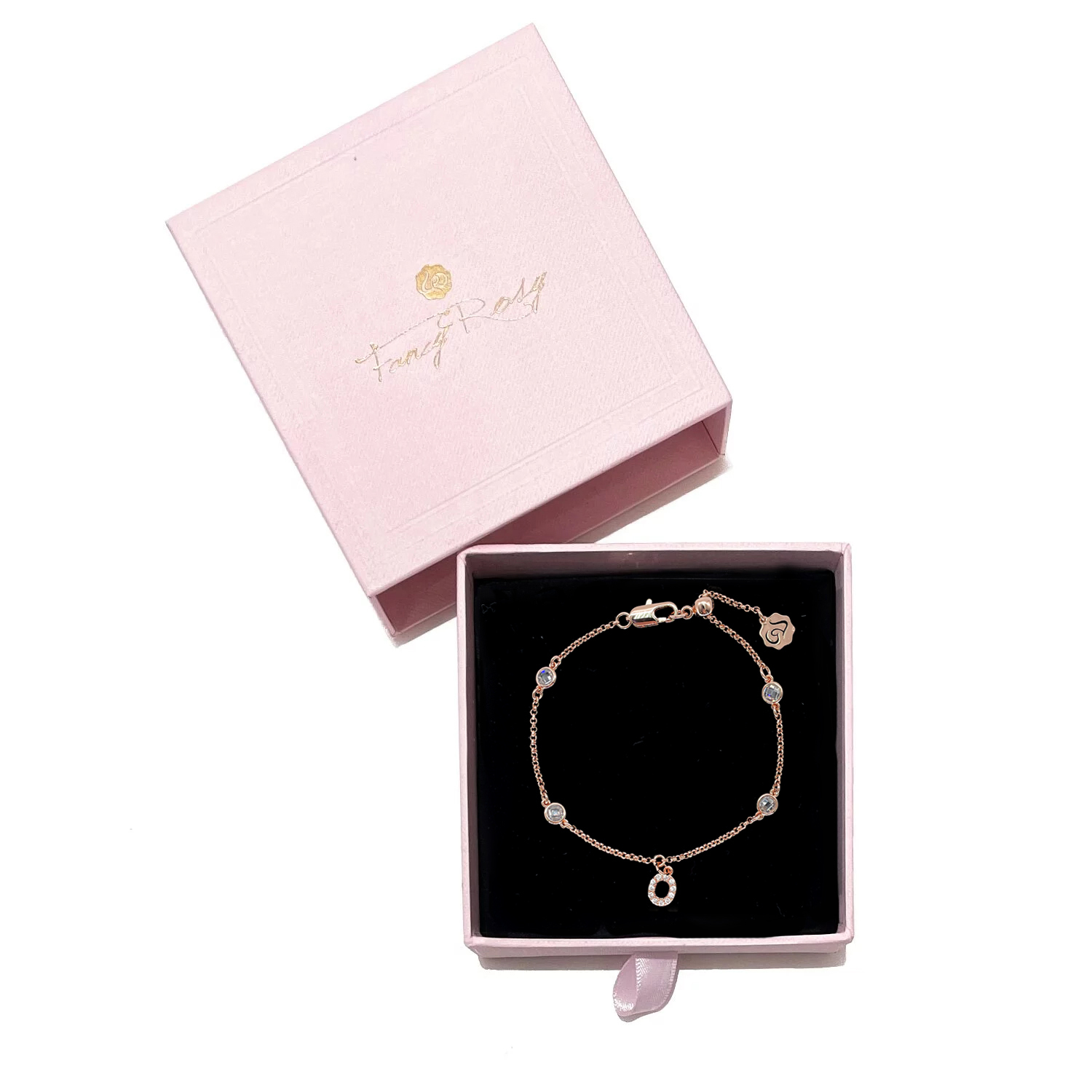 Crystal Alphabet Bracelet (Rose Gold)