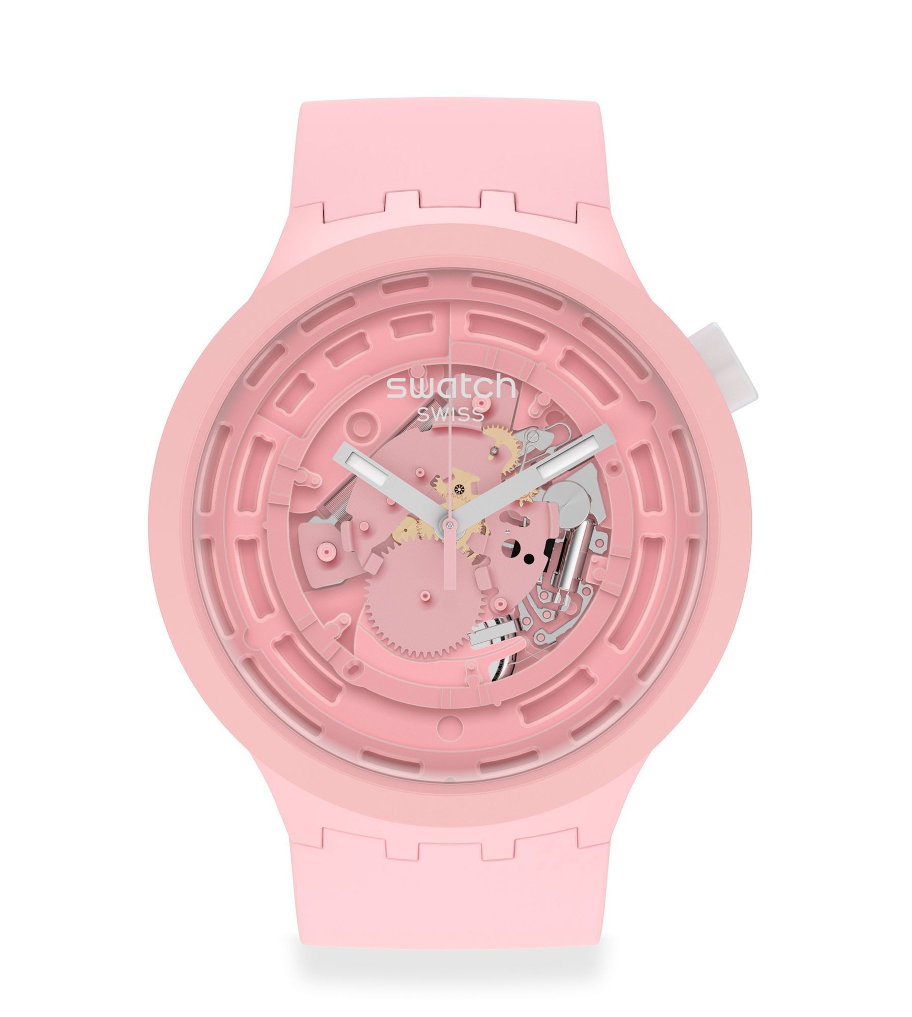 【Swatch】BIG BOLD 柔和粉生物陶瓷腕錶 SB03P100 47mm 現代鐘錶