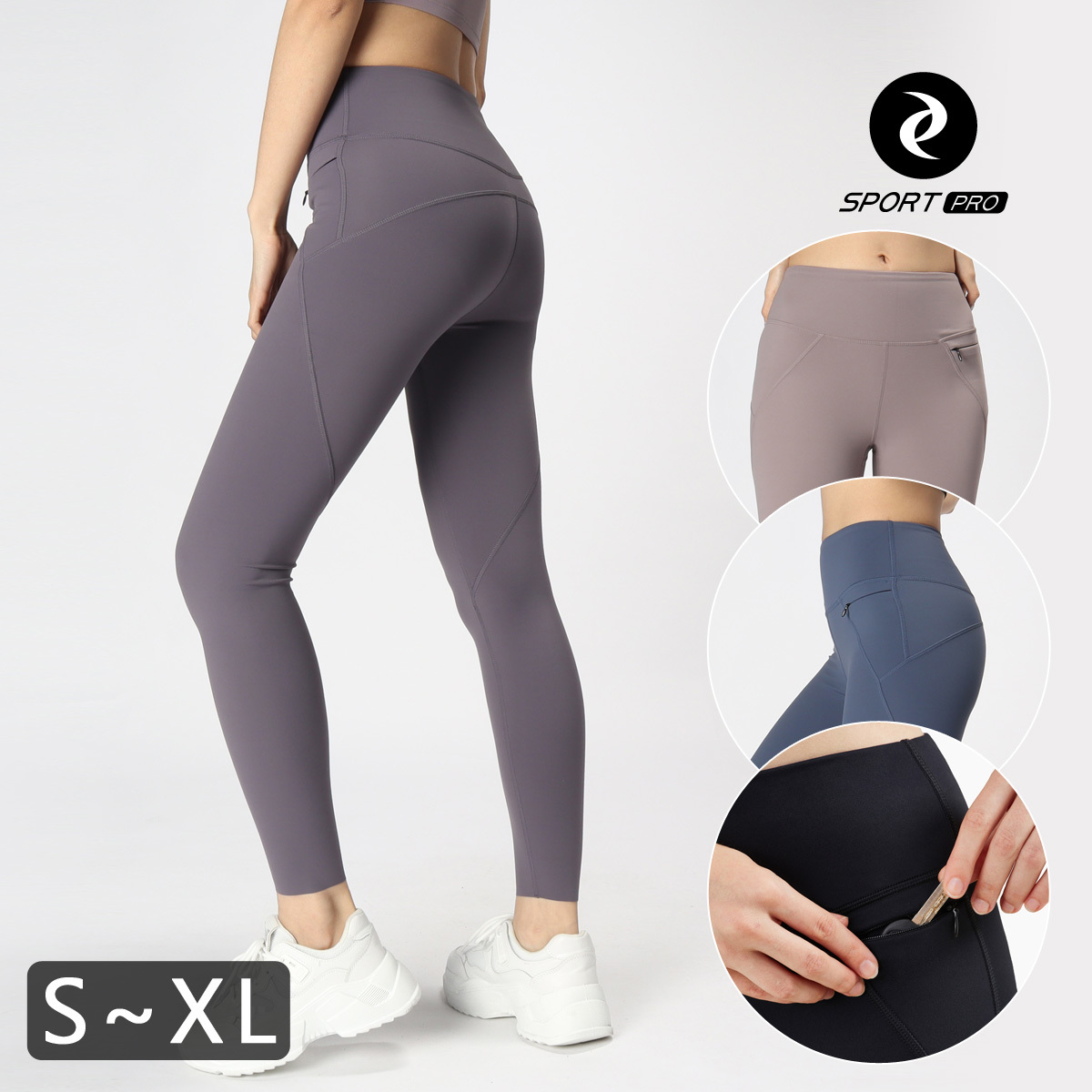 中高腰翹臀小口袋九分瑜珈/運動/緊身機能褲*