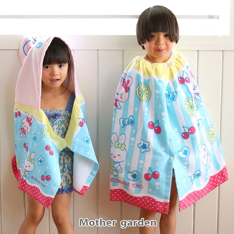 日本Usamomo萌兔桃桃-連帽浴巾-蘇打汽水