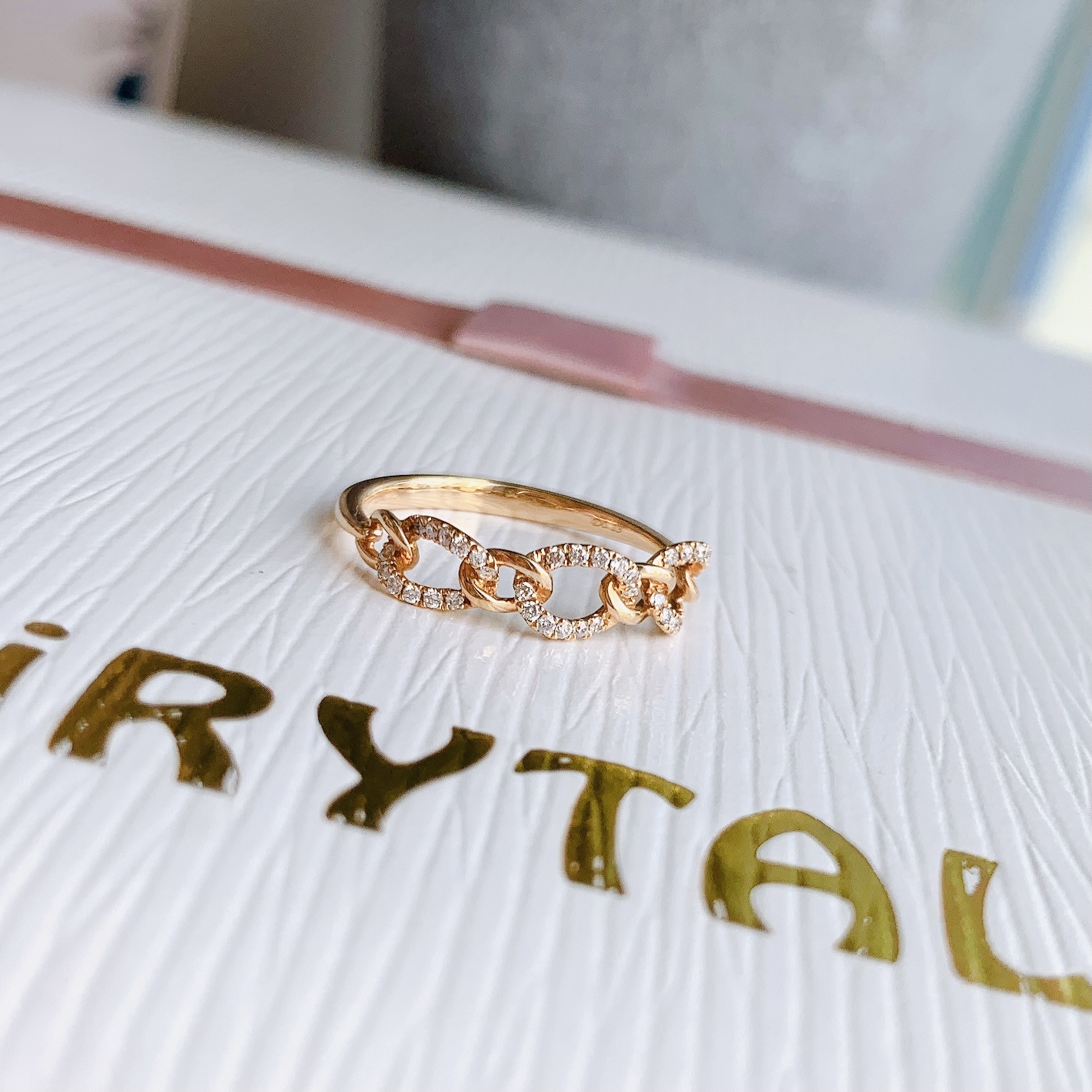 18K金鏈條造型鑽石戒指