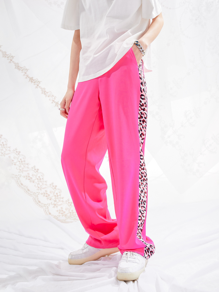 I DON’T SMOKE 豹紋 拼接 垂墜 休閒長褲 DONSMOKE Don’t Smoke