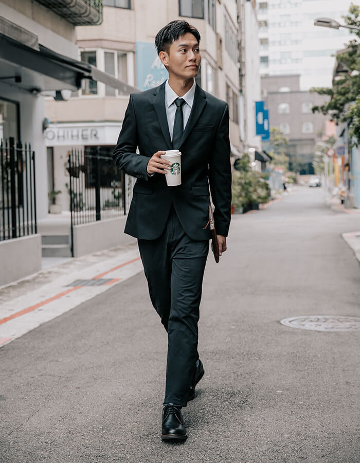 休閒商務德比鞋 黑色上班族西裝搭配黑色德比紳士鞋