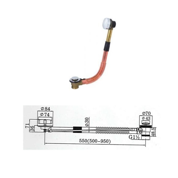 NX-B102G Vertical Brass Waste for Bathtub