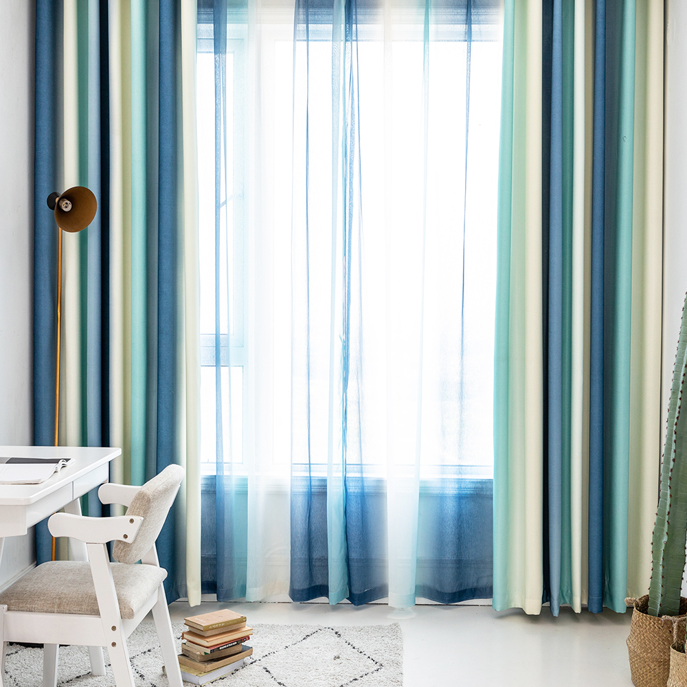漸層藍 • 半透光窗簾