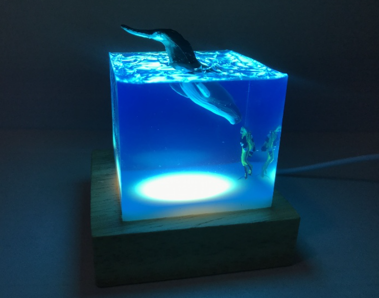 海洋樹脂滴膠夜燈+底座