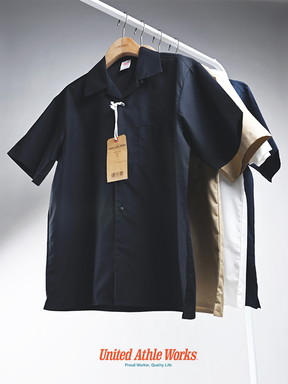 日本授權 United Athle 1759-01 特殊不易起皺 古巴領 工作短袖襯衫