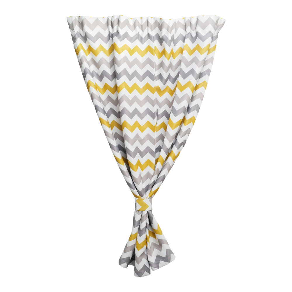 麻紋遮光窗簾 - 黃灰