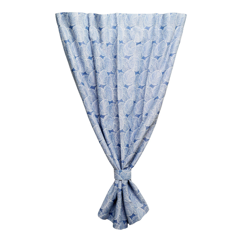 麻紋遮光窗簾 - 藍白