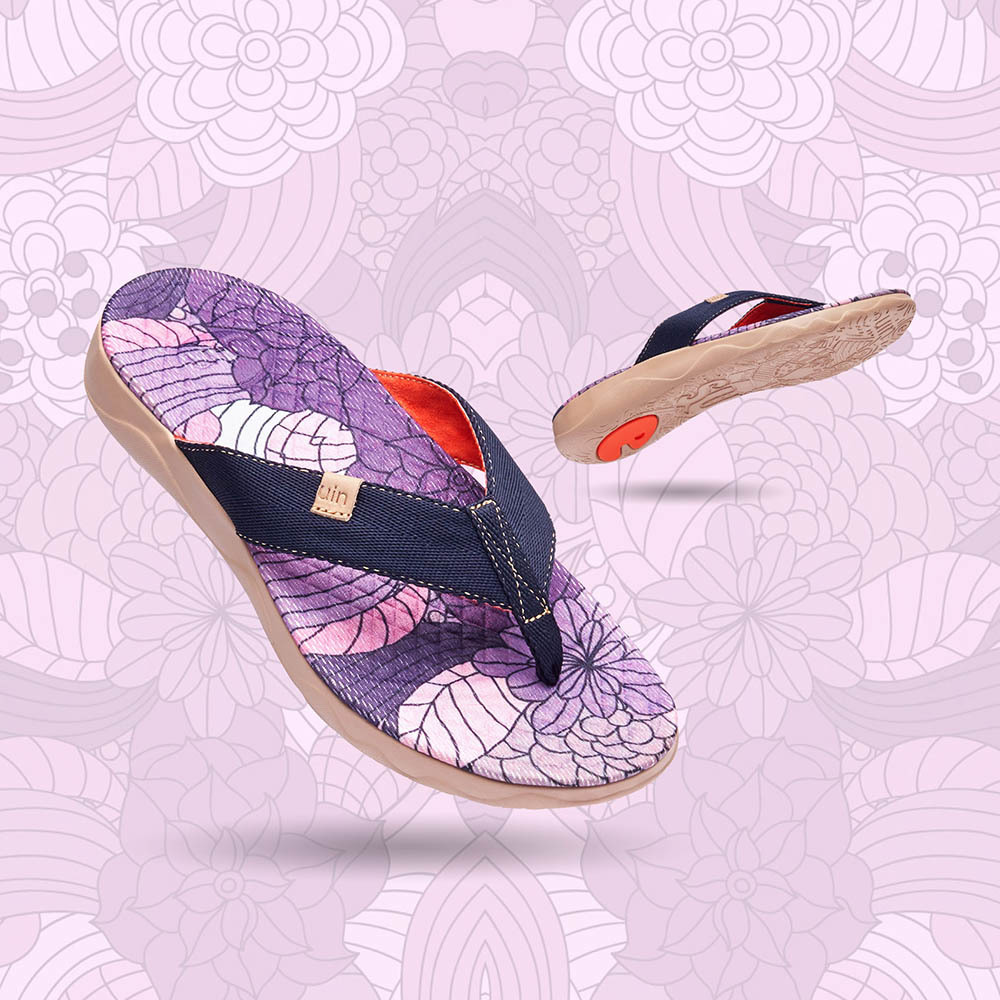 【 Uin 】西班牙原創設計 | 矢車菊彩繪女休閒拖鞋