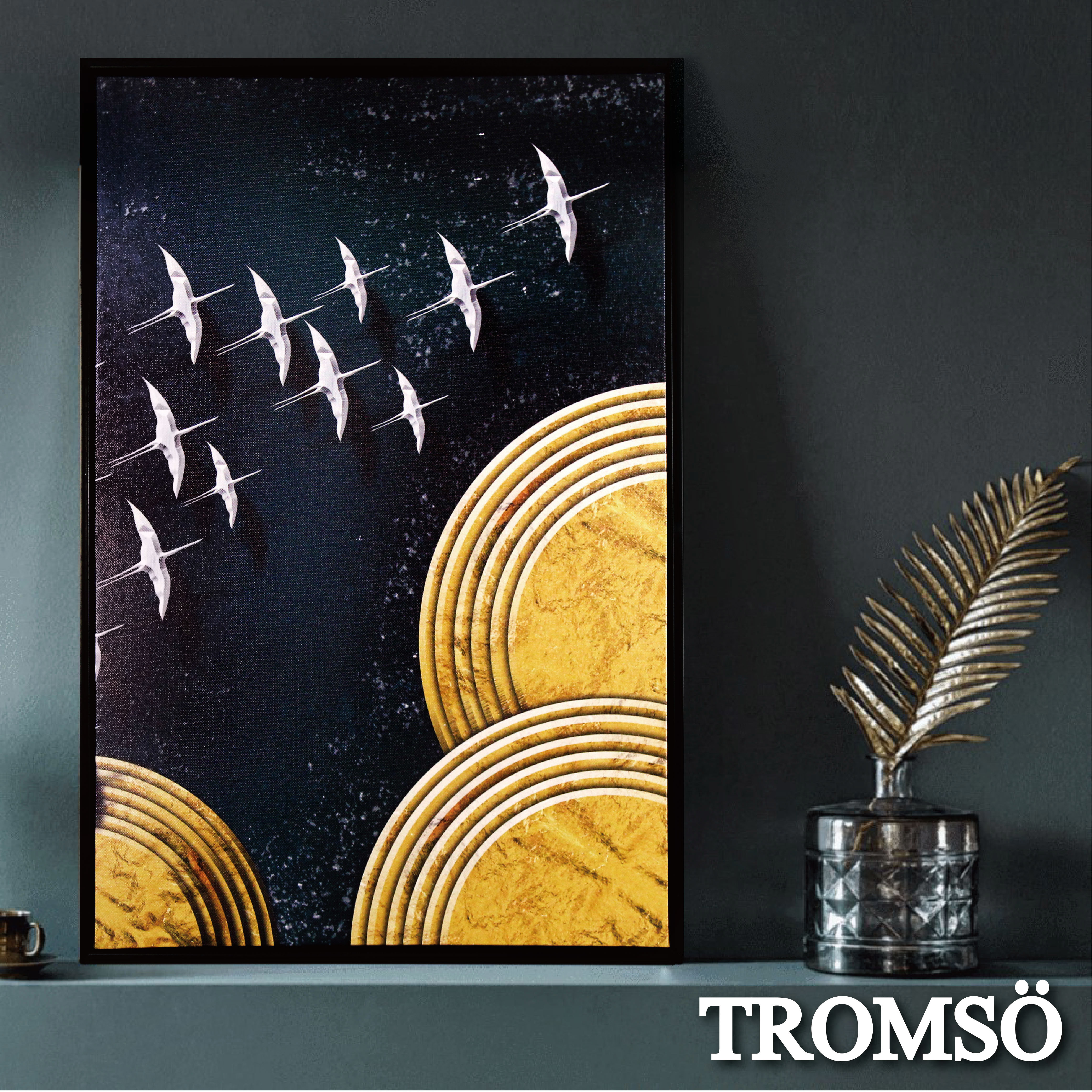 69折 - 北歐時代風尚有框畫-星辰繡鳥WA183