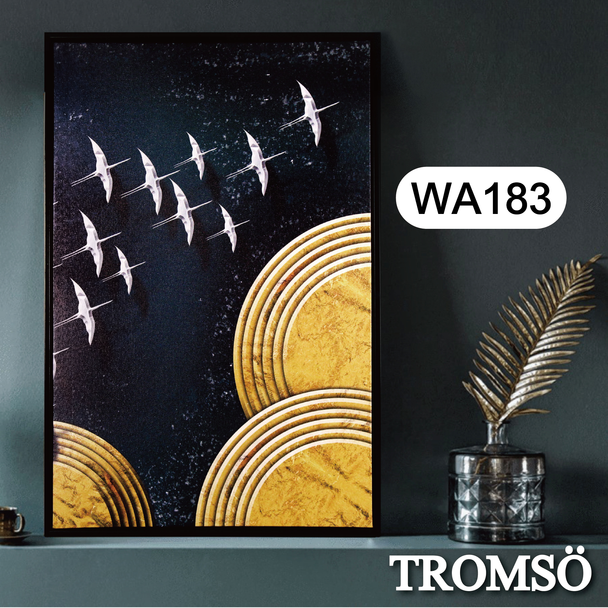 69折 - 北歐時代風尚有框畫-星辰繡鳥WA183