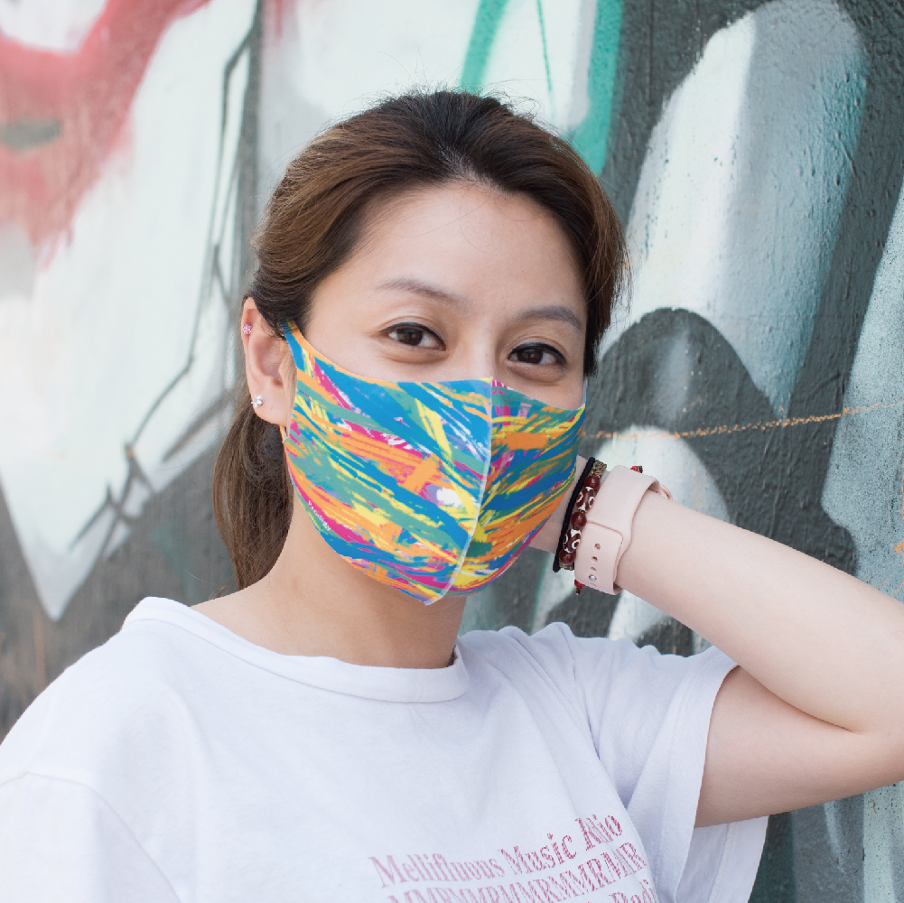 ｜街頭潮流 ｜舒適美-3D立體透氣抗菌口罩2入組(街頭極限+潮流潑墨)