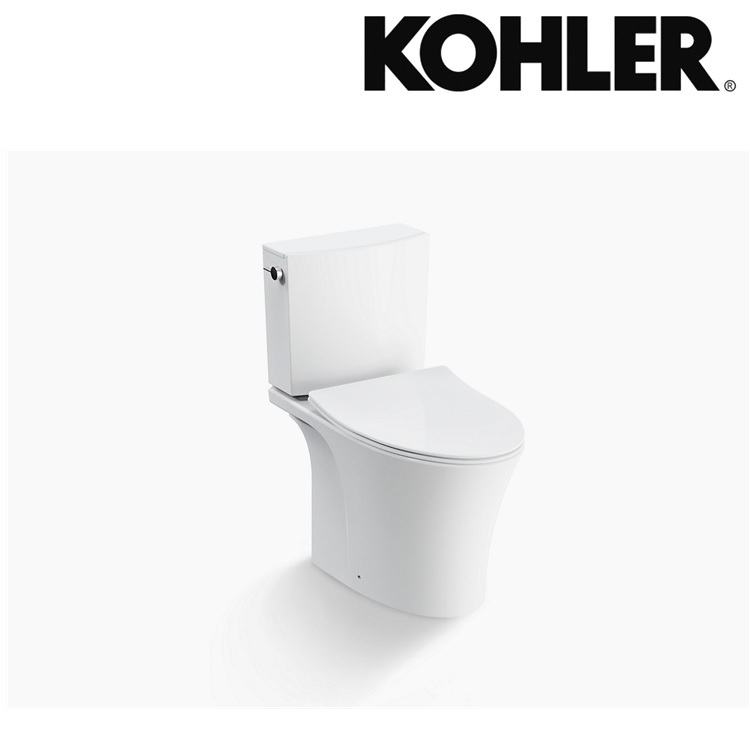 Kohler "Veil" K-23627H-0 Close-Coupled Dual Flush 3/6L Washdown Toilet with Rimless Flushing Technology w/ Slim Slow Closing Seat Cover