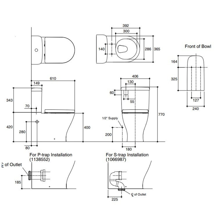 Kohler "Reach Up" K-26058H-0 Close-Coupled Dual Flush 3/6L Washdown Toilet with Rimless Flushing Technology w/ Slow Closing Seat Cover - With GA Approval & Wels