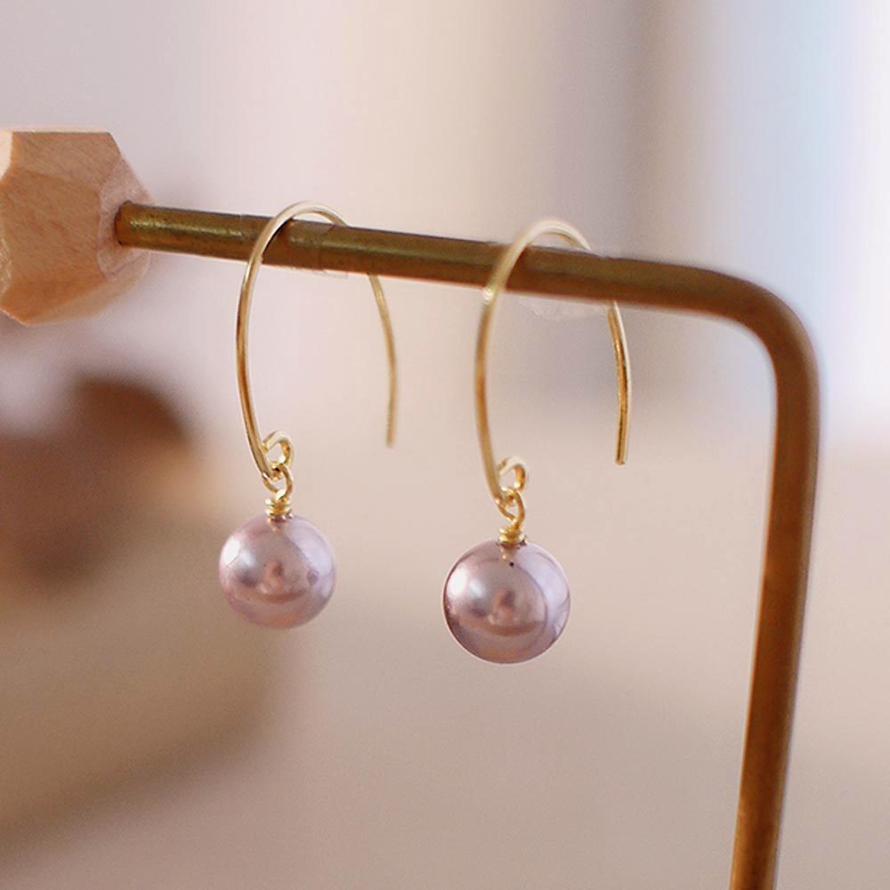 紫色美人魚珍珠純銀耳環/SE539