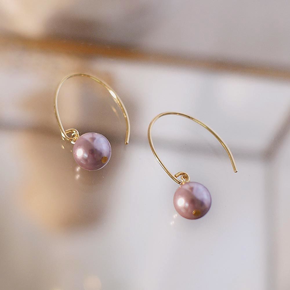 紫色美人魚珍珠純銀耳環/SE539