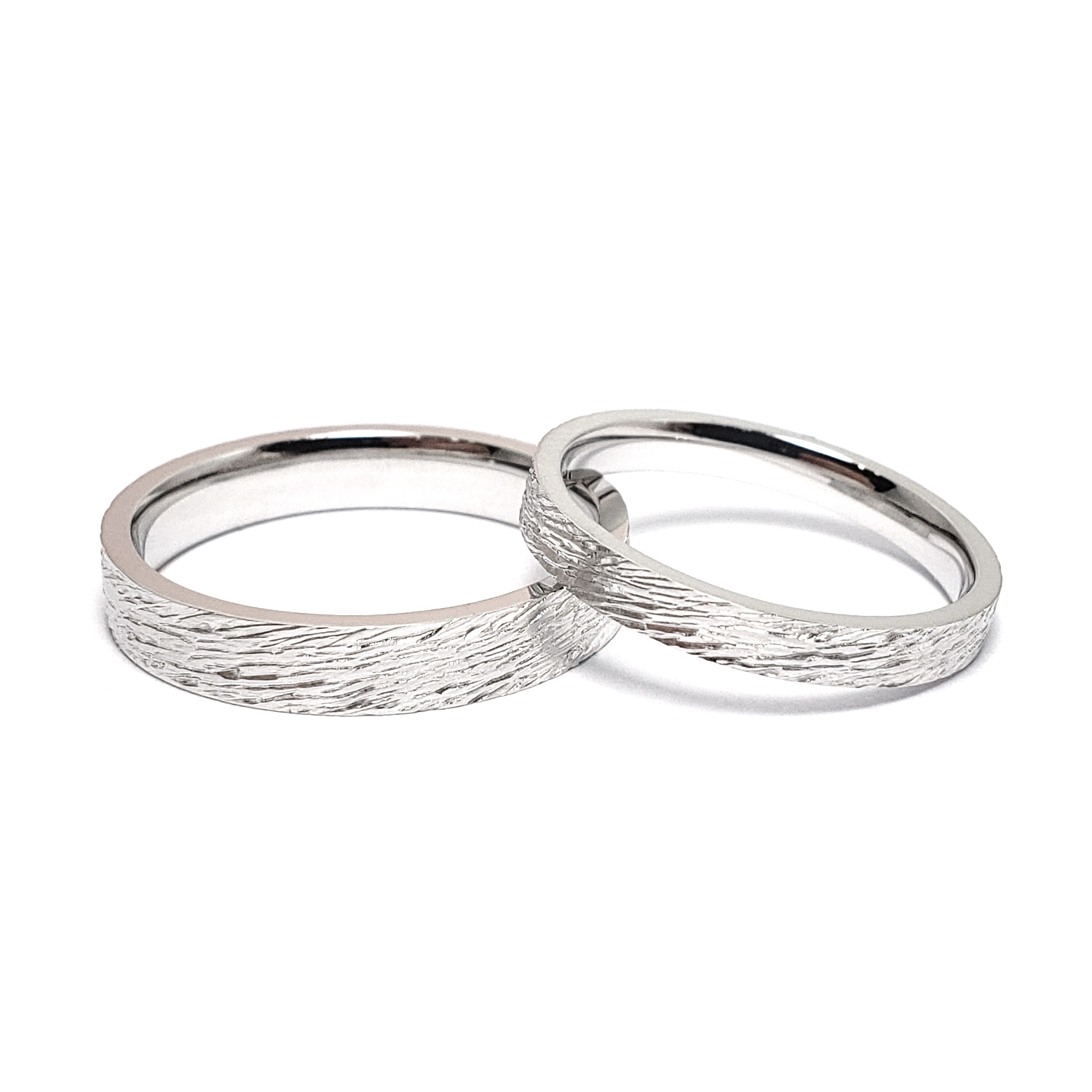 18K 白金斜紋結婚戒指