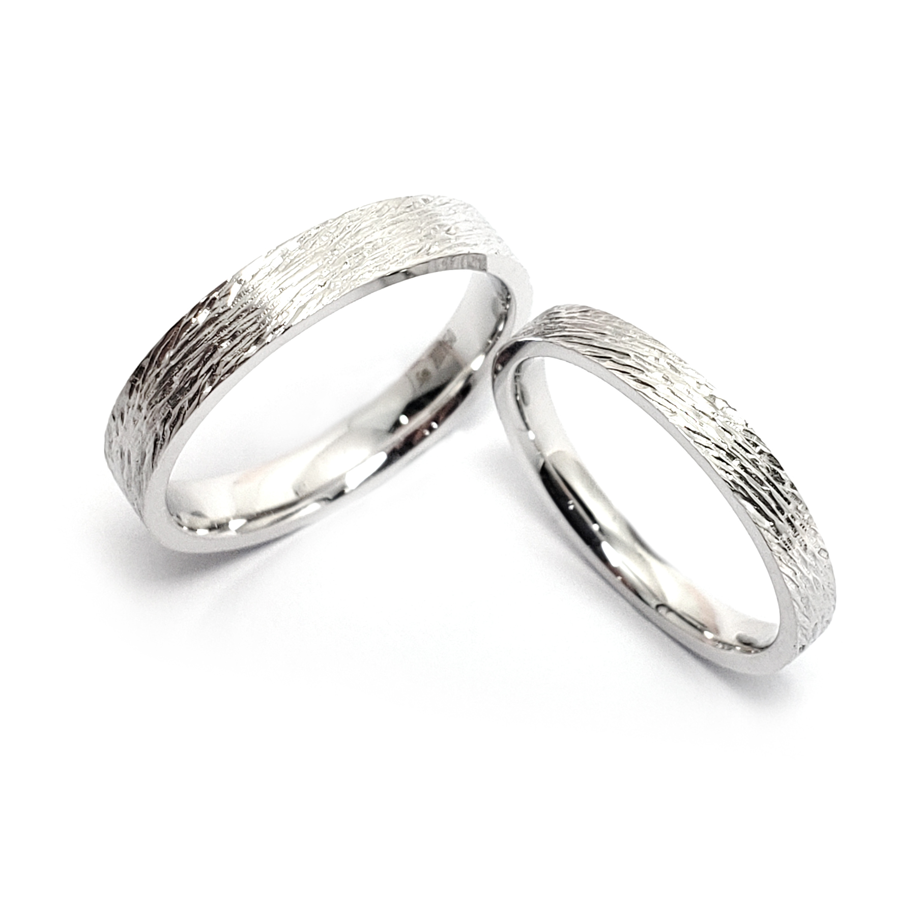 18K 白金斜紋結婚戒指