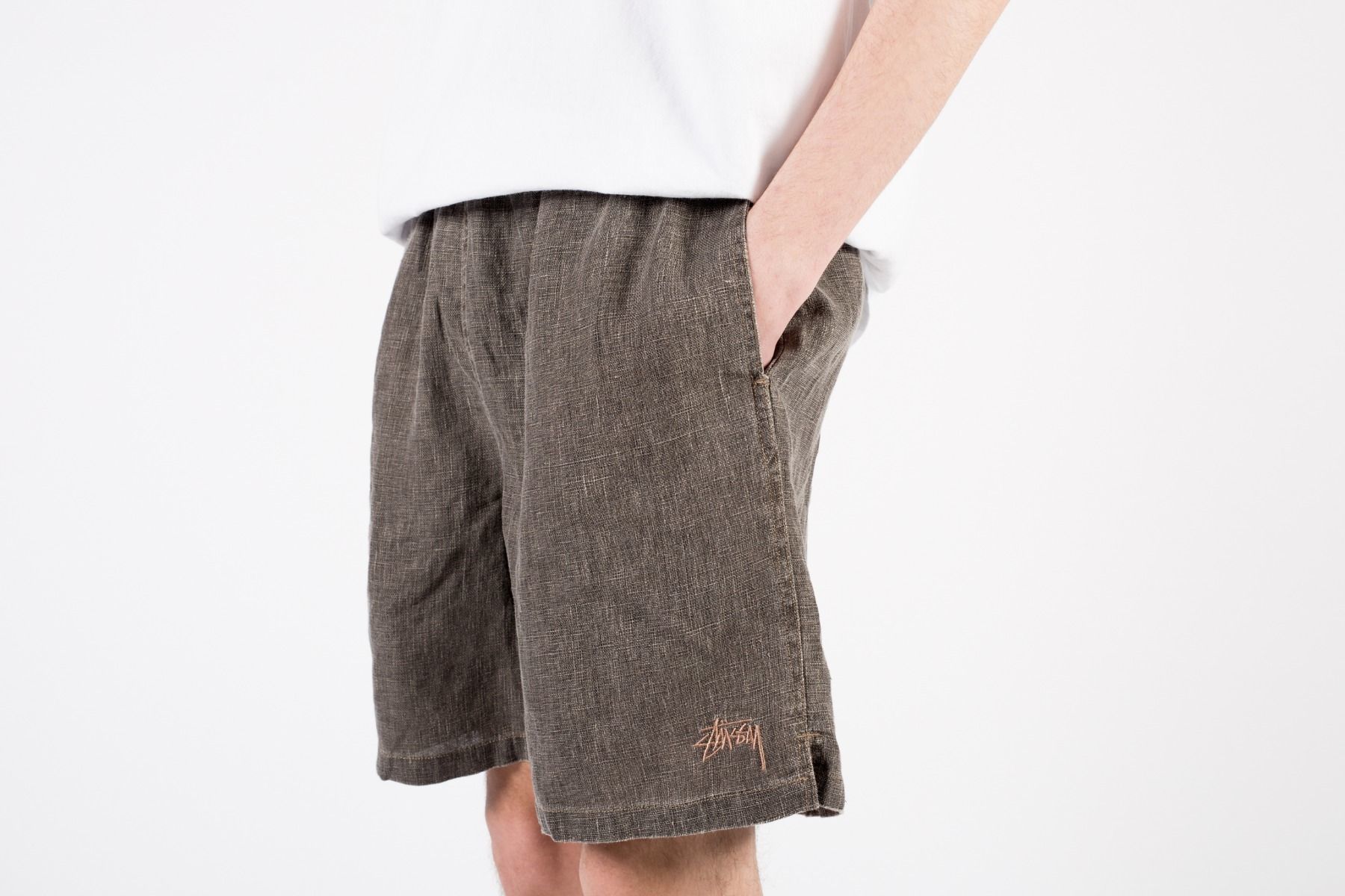 [INSTOCK] STUSSY BOXY LINEN SHORT "CHARCOAL"