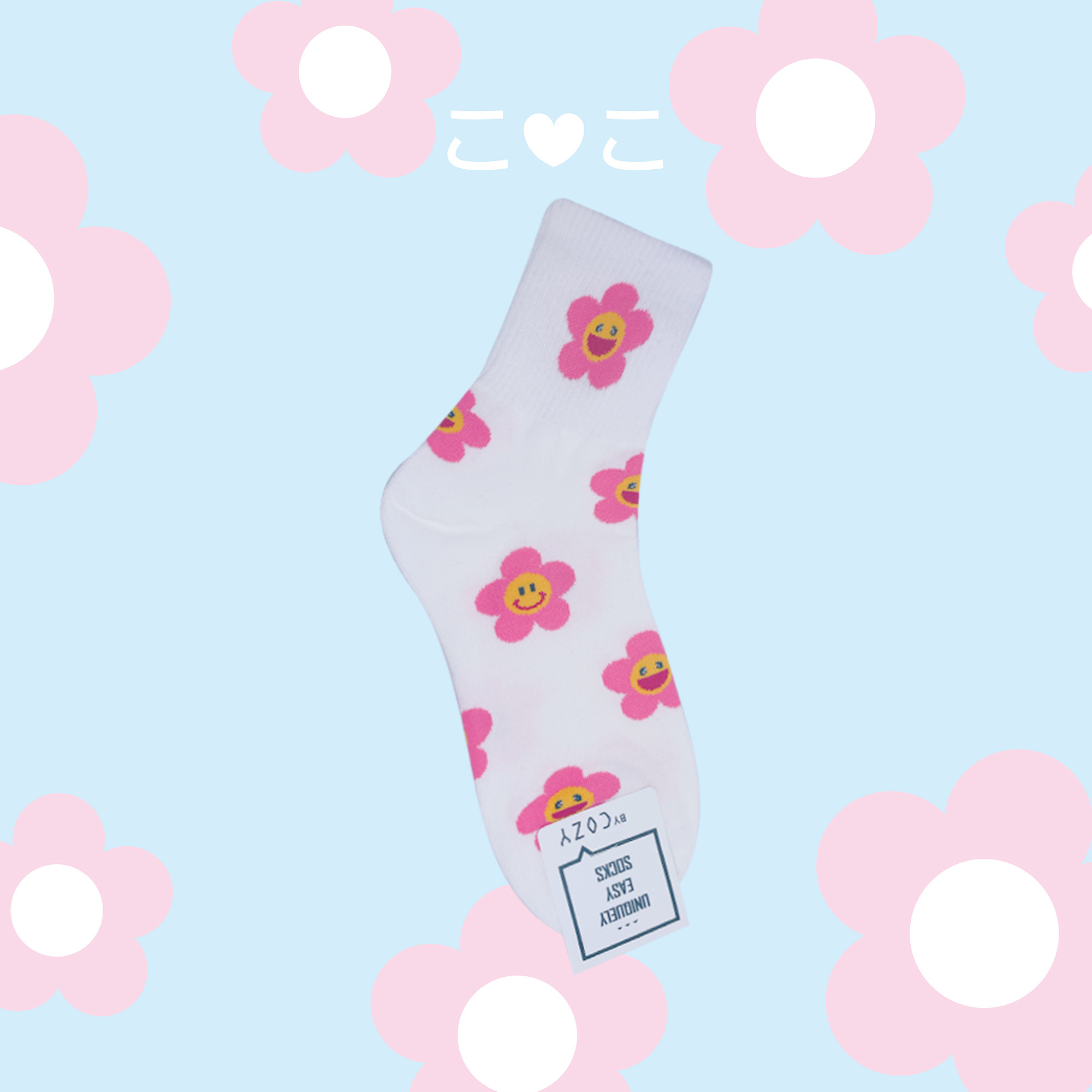 正韓花朵笑臉造型襪子