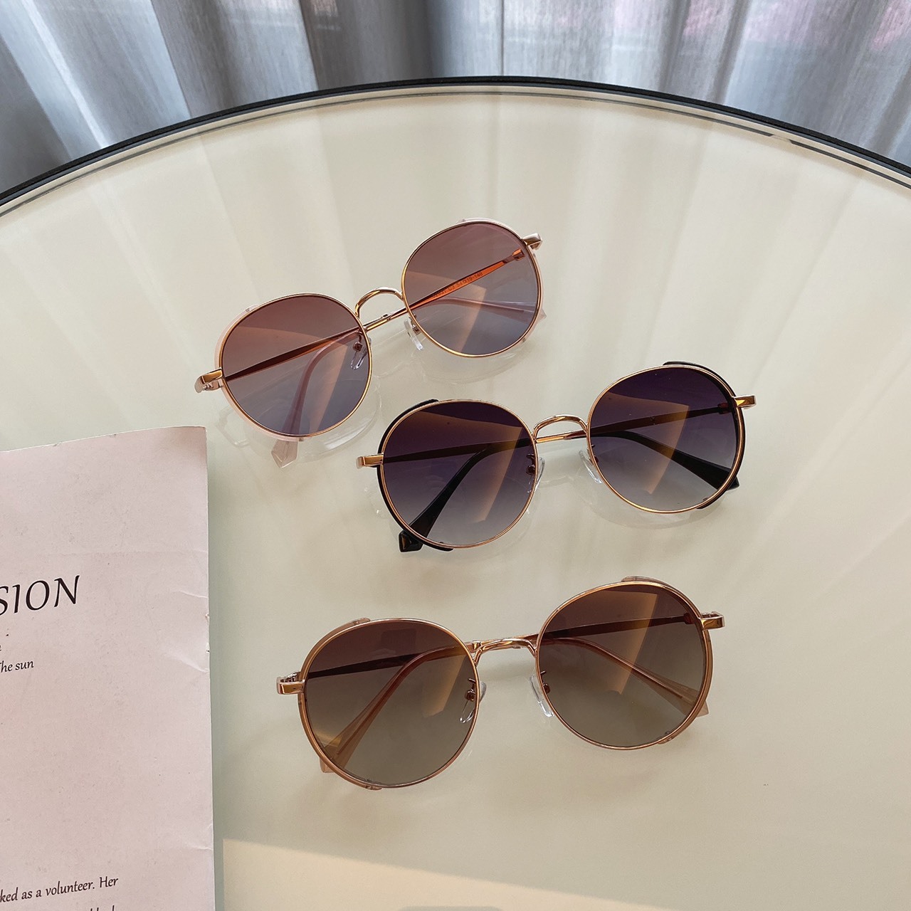 S01662631圓形半框設計墨鏡/三色