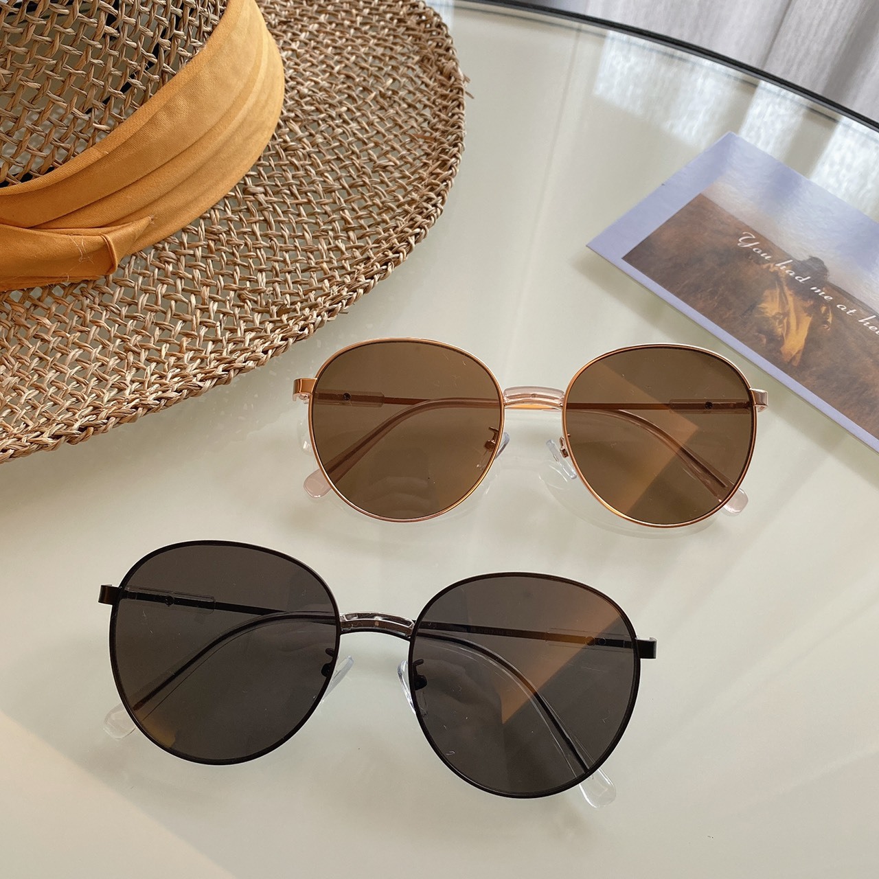 S0167186圓框透明架墨鏡/兩色