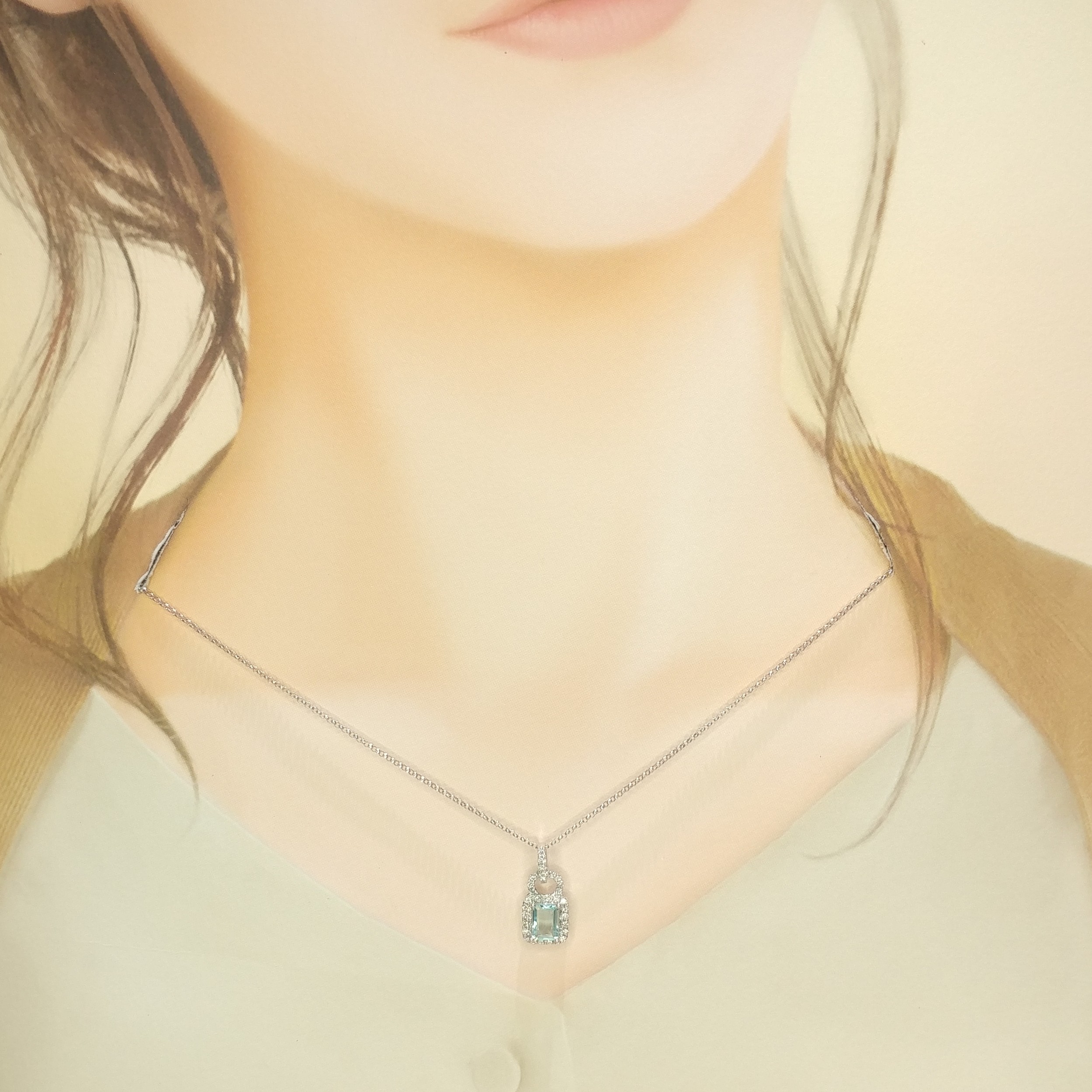 全新18K白金【單粒70份帕拉伊巴碧璽】配24份鑽石吊墜