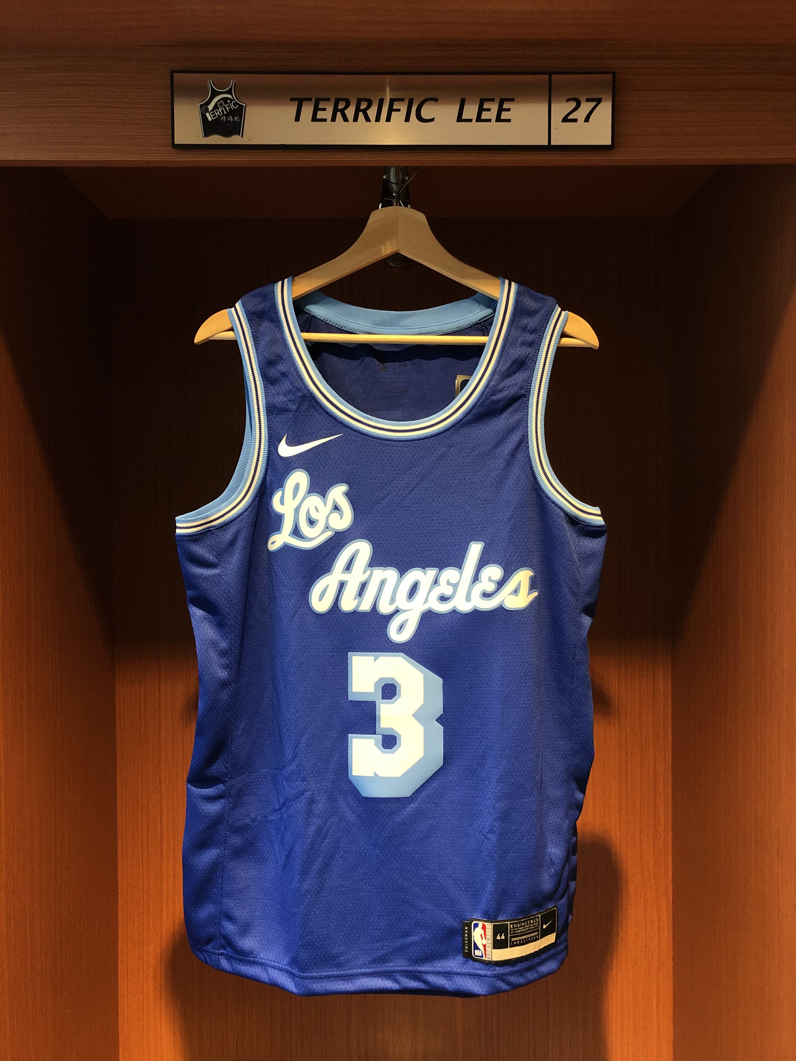 NBA球衣 Anthony Davis 洛杉磯湖人復古藍 HWC Nike Swingman 球迷版 熱轉印 全新 草寫藍