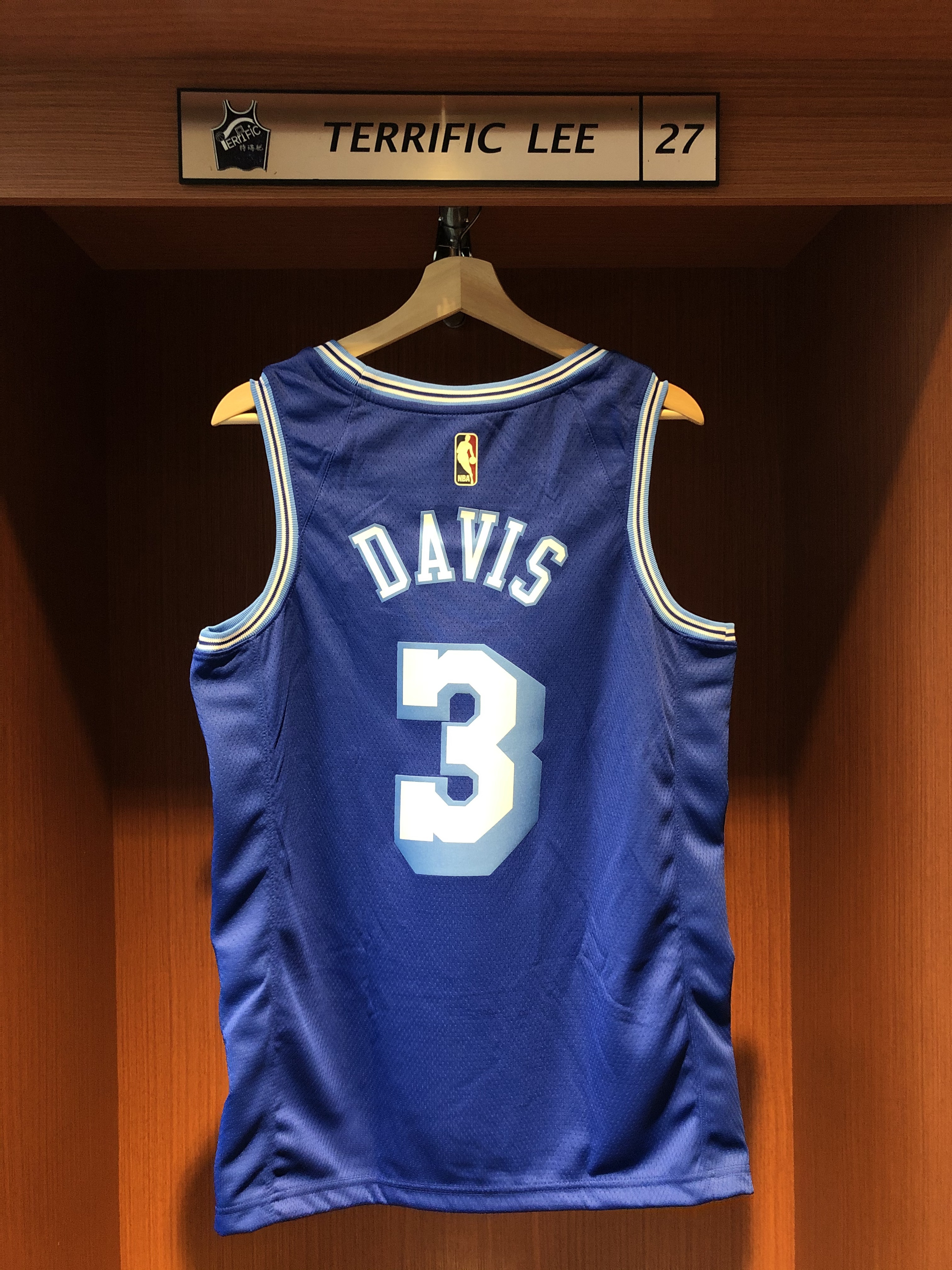 NBA球衣 Anthony Davis 洛杉磯湖人復古藍 HWC Nike Swingman 球迷版 熱轉印 全新 草寫藍